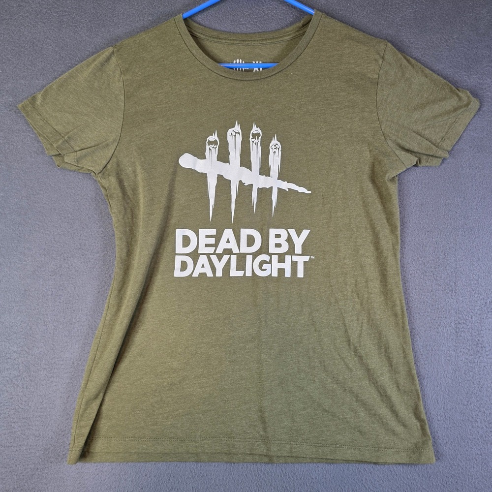 Dead by Daylight T-Shirt Women XL Olive Green Graphic Short Sleeve *Fits Like L